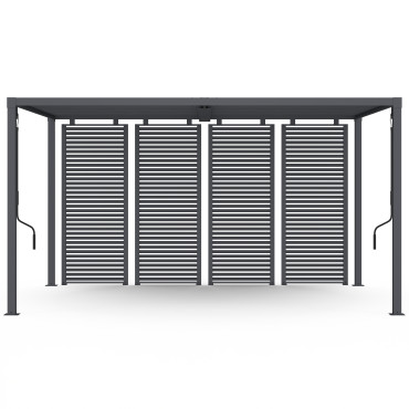 Pergola bioclimatique 3x4m lames orientables + 4 persiennes