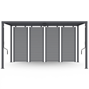 Pergola bioclimatique 3x4m lames orientables + 4 persiennes
