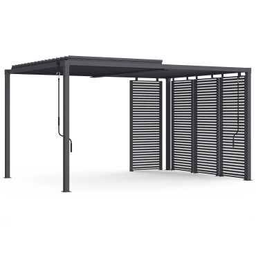 Pergola bioclimatique 3x4m lames orientables + 4 persiennes