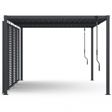 Pergola bioclimatique 3x4m lames orientables + 4 persiennes