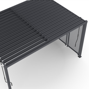 Pergola bioclimatique 3x4m lames orientables + 4 persiennes