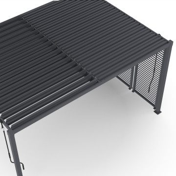Pergola bioclimatique 3x4m lames orientables + 4 persiennes