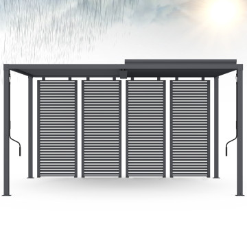 Pergola bioclimatique 3x4m lames orientables + 4 persiennes
