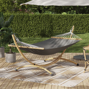 Hamac Amazonia support métal effet bois toile grise