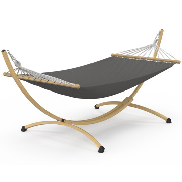 Hamac Amazonia support métal effet bois toile grise