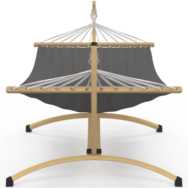 Hamac Amazonia support métal effet bois toile grise