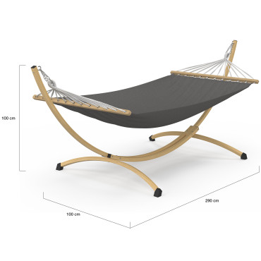 Hamac Amazonia support métal effet bois toile grise