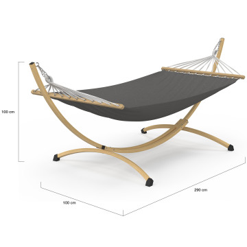 Hamac Amazonia support métal effet bois toile grise