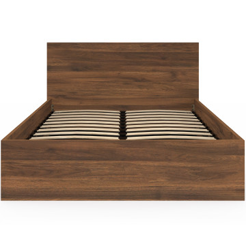 Lit coffre Sicilia 140x190cm effet bois noyer