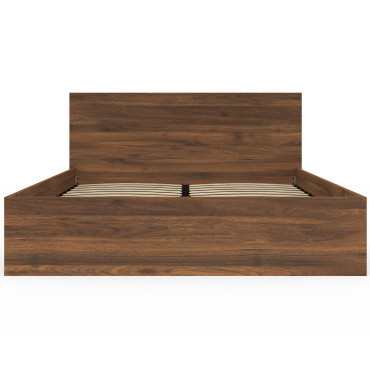 Lit coffre Sicilia 160x200cm effet bois noyer