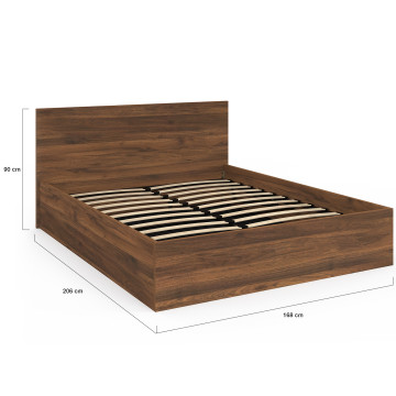 Lit coffre Sicilia 160x200cm effet bois noyer