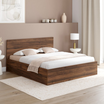 Lit coffre Sicilia 160x200cm effet bois noyer