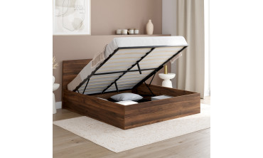 Lit coffre Sicilia 160x200cm effet bois noyer