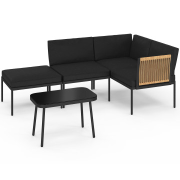 Salon de jardin Ozéa 4 places noir et cordage