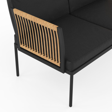 Salon de jardin Ozéa 4 places noir et cordage