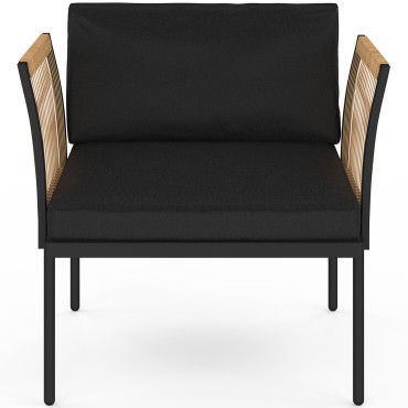 Salon de jardin Ozéa 4 places noir et cordage