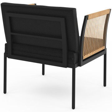 Salon de jardin Ozéa 4 places noir et cordage