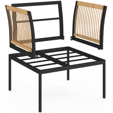 Salon de jardin Ozéa 4 places noir et cordage