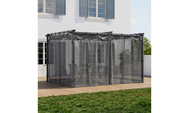 Moustiquaires pour pergola Marina 3x4m avec crochets de fixation - lot de 4