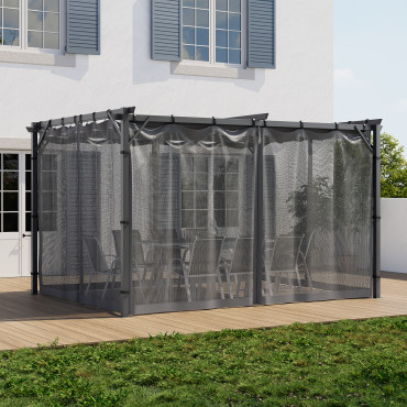 Moustiquaires pour pergola Marina 3x4m avec crochets de fixation - lot de 4