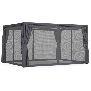 Pergola bioclimatique 3x4m lames orientables + 4 moustiquaires