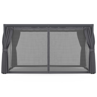 Pergola bioclimatique 3x4m lames orientables + 4 moustiquaires