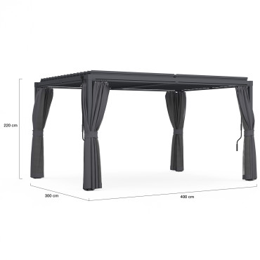 Pergola bioclimatique 3x4m lames orientables + 4 moustiquaires