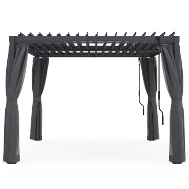 Pergola bioclimatique 3x4m lames orientables + 4 moustiquaires