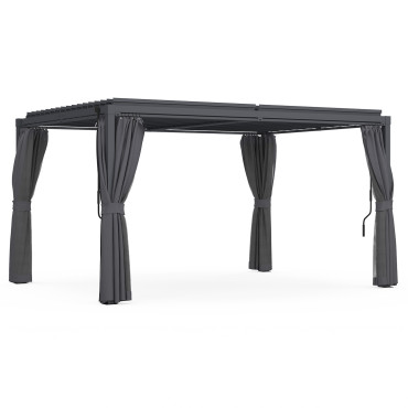 Pergola bioclimatique 3x4m lames orientables + 4 moustiquaires