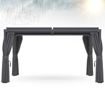 Pergola bioclimatique 3x4m lames orientables + 4 moustiquaires