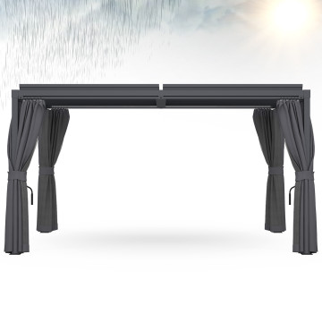 Pergola bioclimatique 3x4m lames orientables + 4 moustiquaires