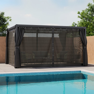 Pergola bioclimatique 3x4m lames orientables + 4 moustiquaires