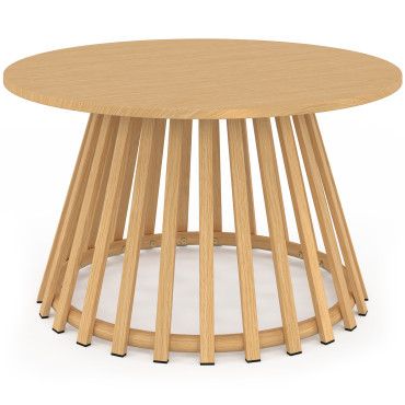 Table basse de jardin ronde Hortensia métal effet bois Ø70cm