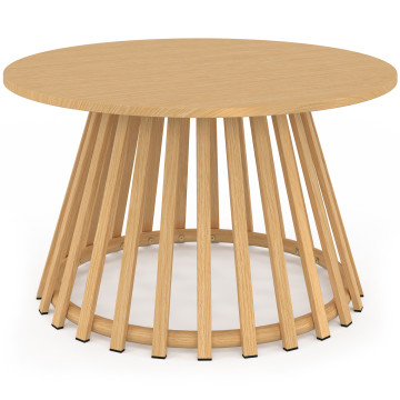 Table basse de jardin ronde Hortensia métal effet bois Ø70cm