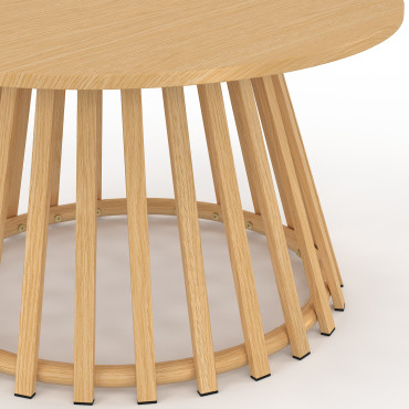 Table basse de jardin ronde Hortensia métal effet bois Ø70cm