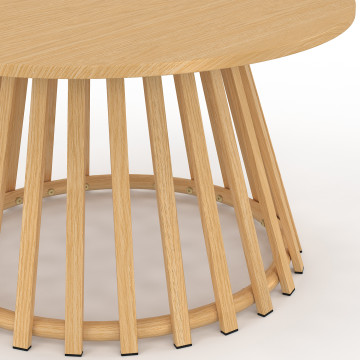 Table basse de jardin ronde Hortensia métal effet bois Ø70cm