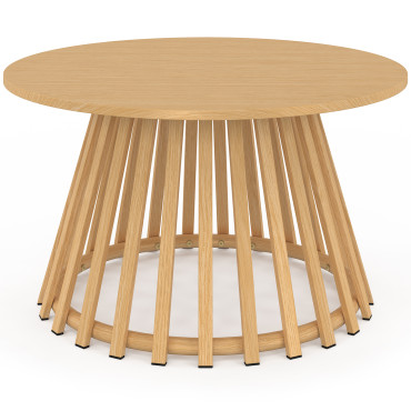 Table basse de jardin ronde Hortensia métal effet bois Ø70cm