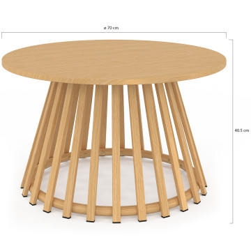Table basse de jardin ronde Hortensia métal effet bois Ø70cm