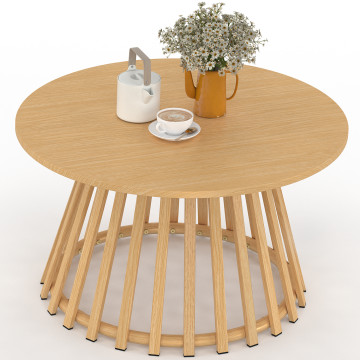 Table basse de jardin ronde Hortensia métal effet bois Ø70cm