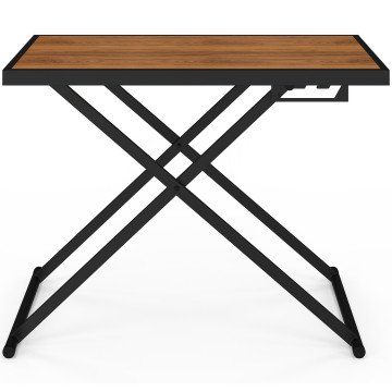 Table de jardin relevable Oleg 100cm verre trempé effet bois