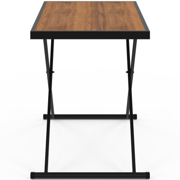 Table de jardin relevable Oleg 100cm verre trempé effet bois