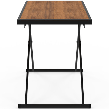 Table de jardin relevable Oleg 100cm verre trempé effet bois