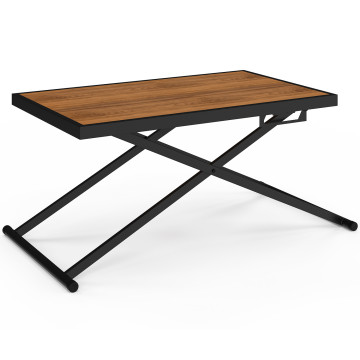 Table de jardin relevable Oleg 100cm verre trempé effet bois