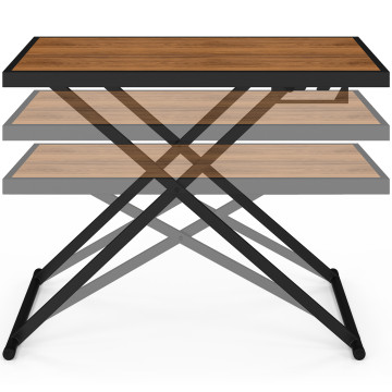 Table de jardin relevable Oleg 100cm verre trempé effet bois