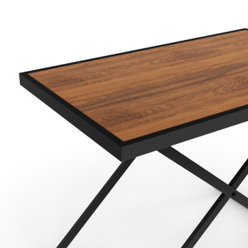 Table de jardin relevable Oleg 100cm verre trempé effet bois