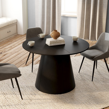 Table à manger ronde extensible Elvis noire Ø110-150cm