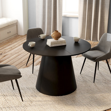 Table à manger ronde extensible Elvis noire Ø110-150cm