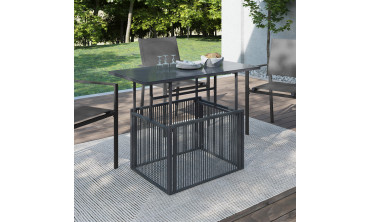 Table de jardin relevable Ozéa 100cm verre trempé gris