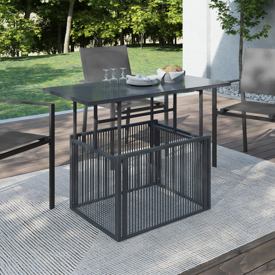 Table de jardin relevable Ozéa 100cm verre trempé gris