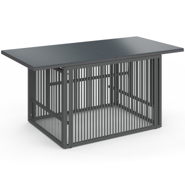 Table de jardin relevable Ozéa 100cm verre trempé gris